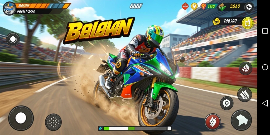 Gameplay balapan motor yang seru dan mendebarkan di 666F.