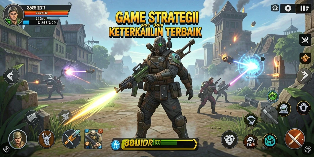 Tampilan gameplay seru dari 888IDR dengan berbagai karakter dan strategi.