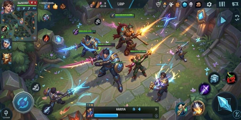 Tampilan gameplay epik di HARAPJP dengan strategi pertarungan yang seru.