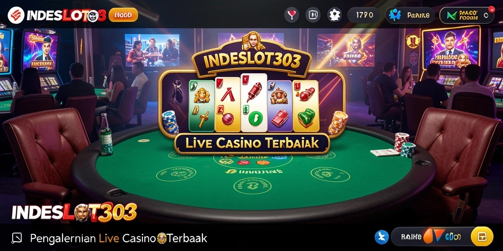 Tampilan gameplay INDESLOT303 dalam suasana Live Casino yang menarik.