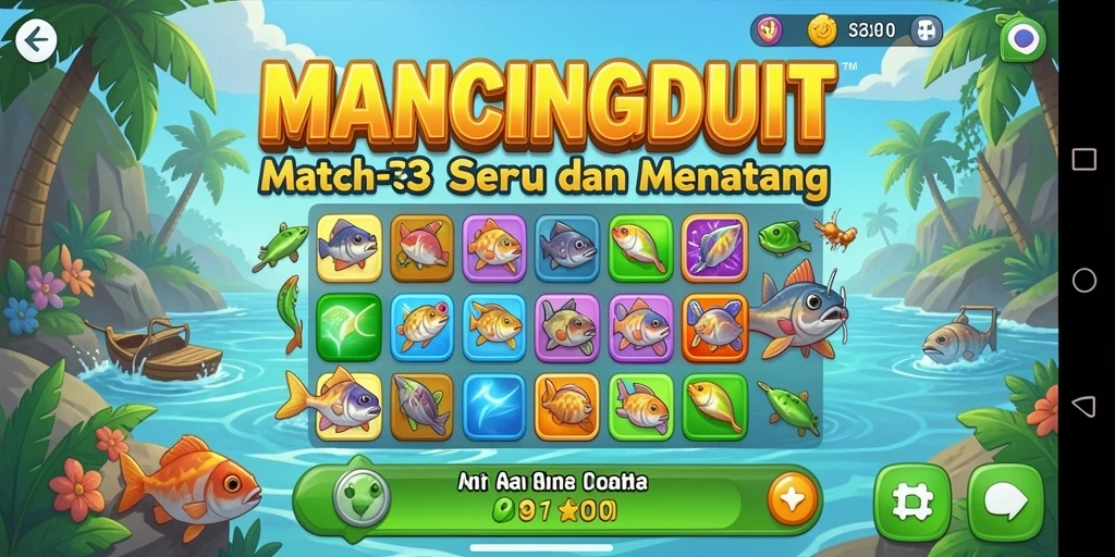 Tampilan gameplay MANCINGDUIT yang penuh warna dan menarik.