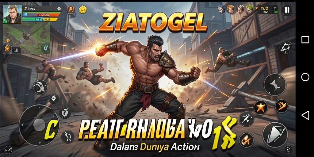 Screenshot utama ZIATOGEL menampilkan pertarungan seru dengan visual yang menarik.